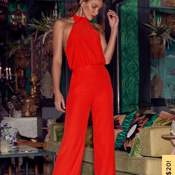 red dressy jumpsuit
